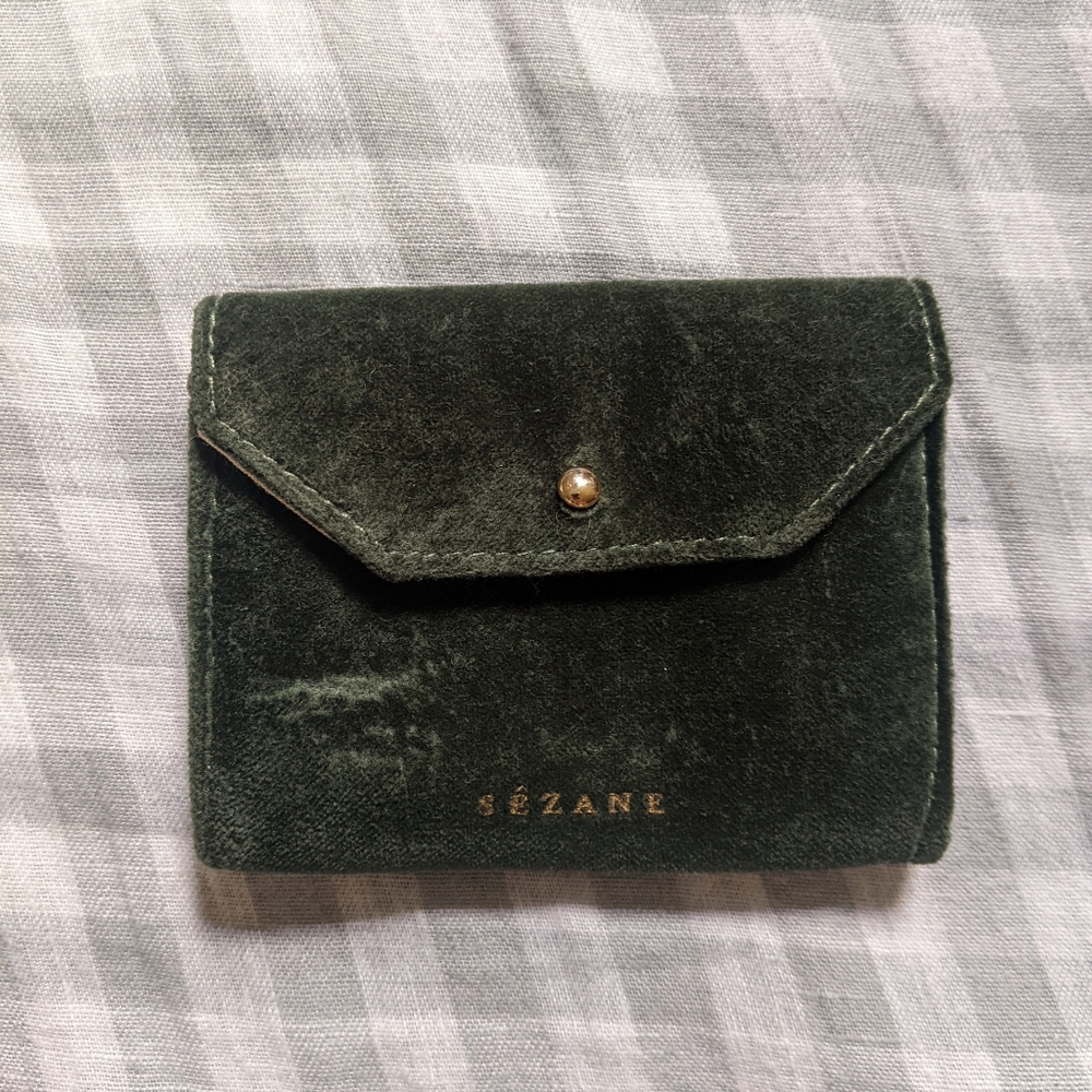 Sézane Green Velvet Wallet